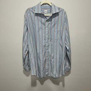 Mens Peter Millar Striped Shirt Spread Collar, Sz L